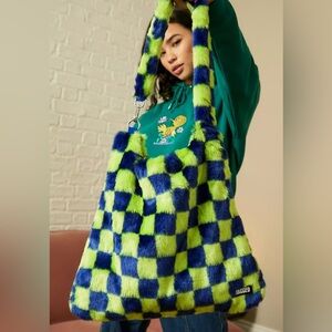 The Ragged Priest Dizzy Check Faux Fur Bag